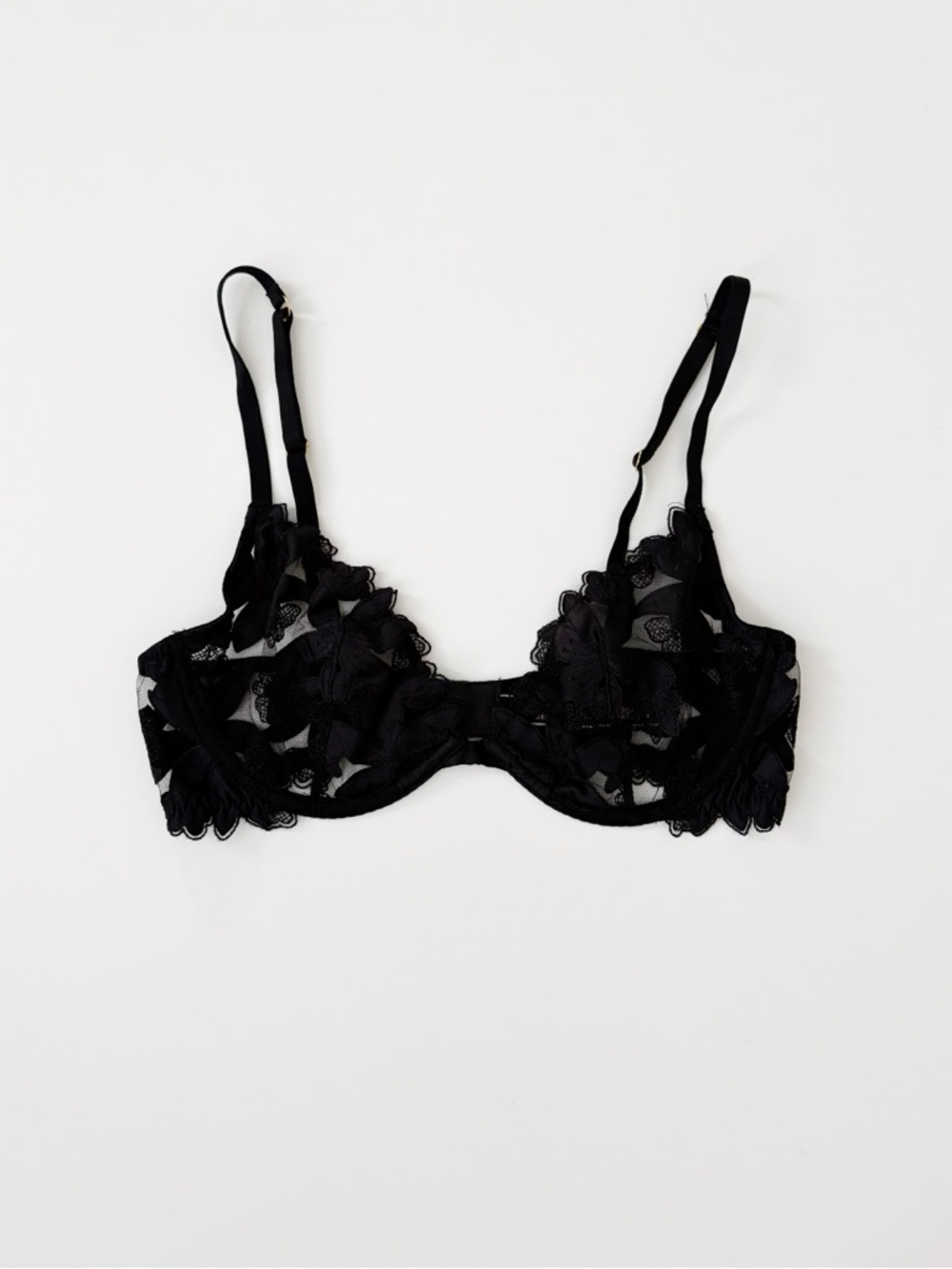 Victoria’s Secret Very Sexy Black Floral Embroidered Unlined Plunge Bra Size 34 - Picture 8 of 12